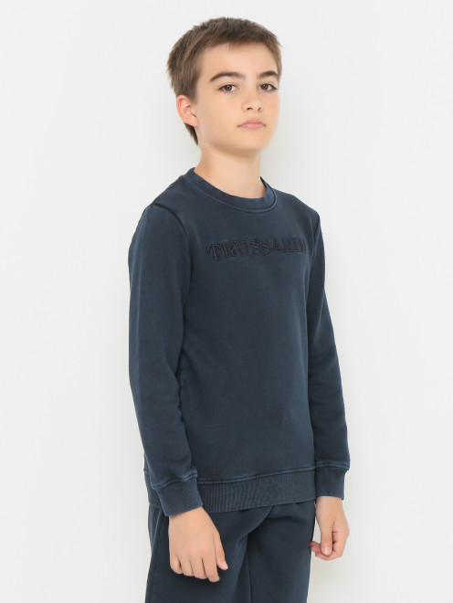 Хлопковый свитшот с вышивкой Trussardi - МодельВерхНиз