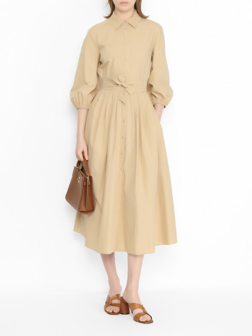 Платье-макси из хлопка с поясом Weekend Max Mara - МодельОбщийВид