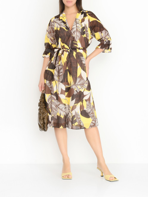 Платье из хлопка с поясом Marina Rinaldi - МодельОбщийВид