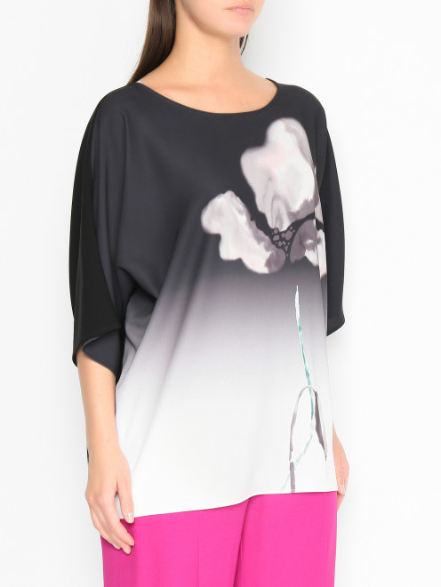 Блуза с короткими рукавами и узором Marina Rinaldi - МодельВерхНиз