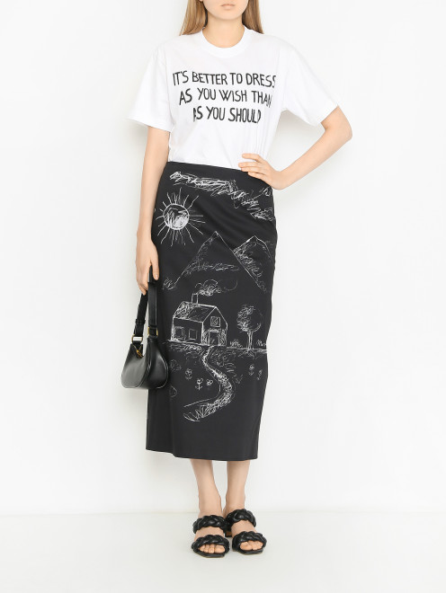 Футболка с принтом Moschino - МодельОбщийВид