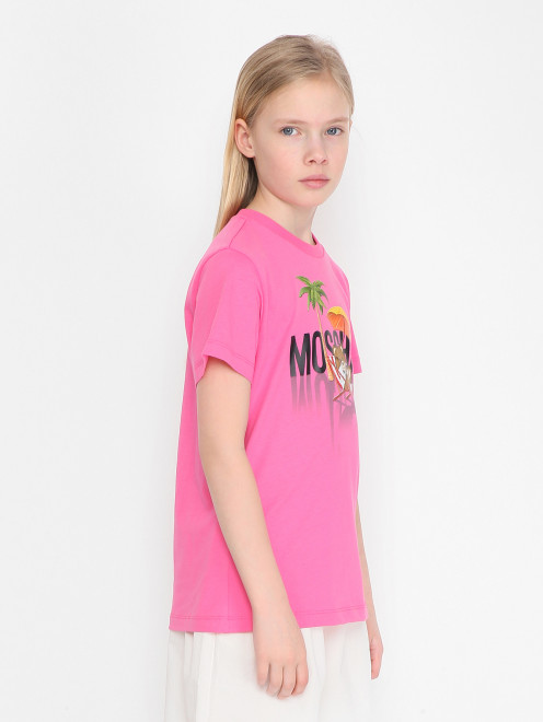 Футболка из хлопка с принтом Moschino - МодельВерхНиз