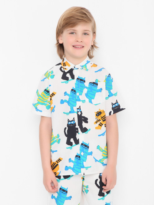 Рубашка из хлопка с принтом  Stella McCartney kids - МодельВерхНиз