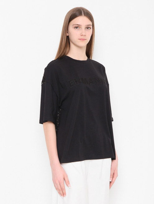 Футболка из хлопка с кружевом Ermanno Scervino Junior - МодельВерхНиз