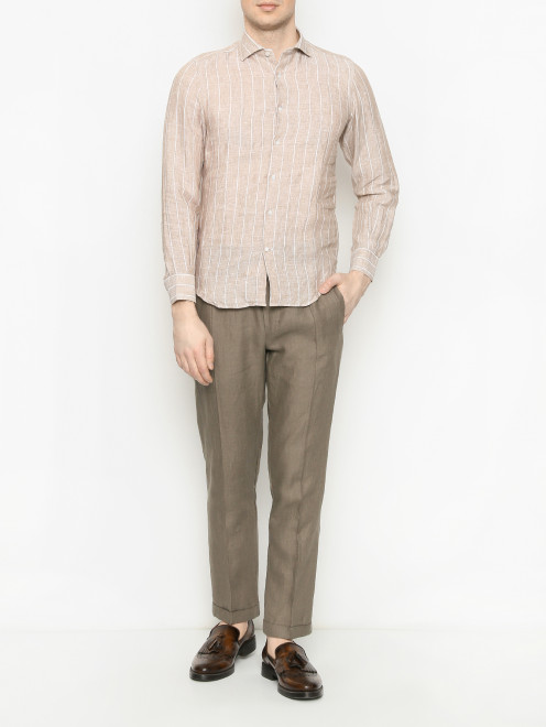 Рубашка из льна с узором "Полоска" Doriani Cashmere - МодельОбщийВид