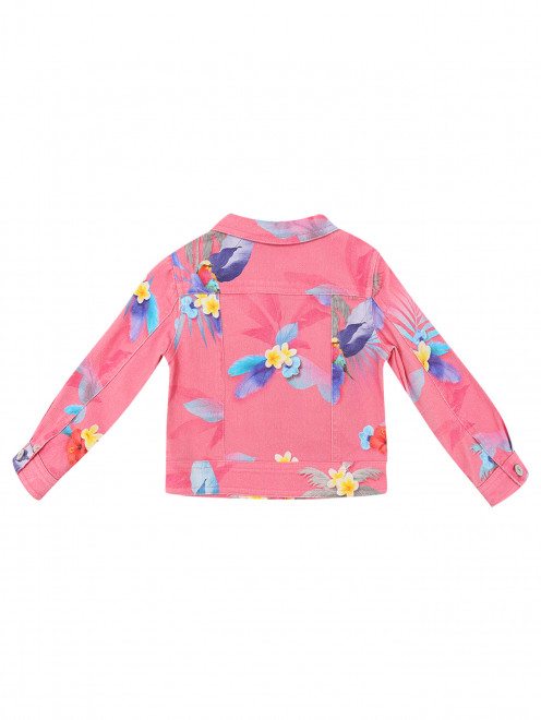 Джинсовая куртка с цветочным узором Lapin House - Обтравка1