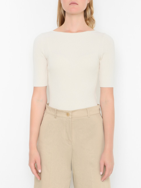 Джемпер в рубчик с коротким рукавом Weekend Max Mara - МодельВерхНиз