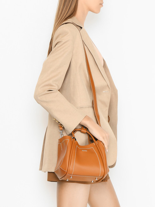 Сумка из гладкой кожи с контрастной отсрочкой Max Mara - МодельВерхНиз