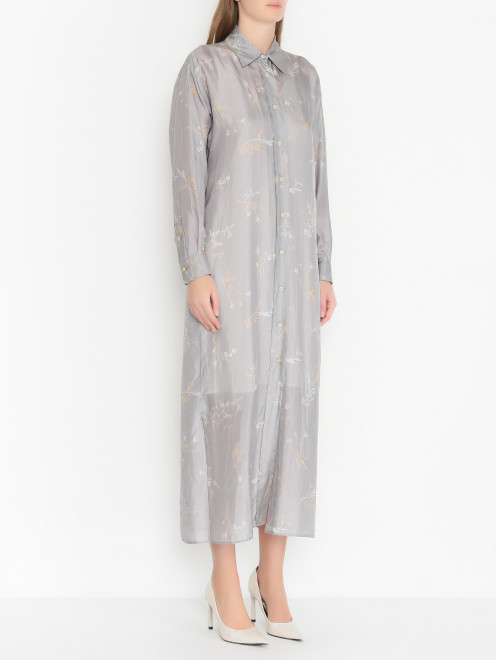 Платье-макси из шелка с цветочным узором Alysi - МодельВерхНиз