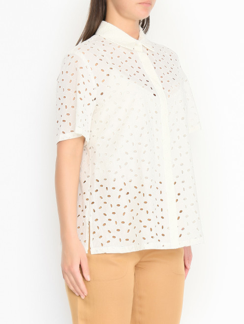 Хлопковая блуза с вышивкой Marina Rinaldi - МодельВерхНиз