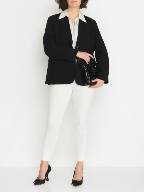 Блуза из шелка с V-образным вырезом Marina Rinaldi - МодельОбщийВид