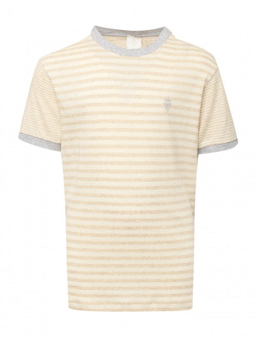 Полосатая футболка из смесового льна Eleventy - Общий вид