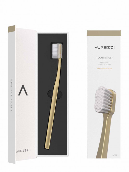 Зубная щетка с мягкой щетиной 24K Gold White Aurezzi - Обтравка1