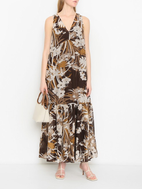 Платье-макси из смешанного хлопка с узором Max Mara - МодельОбщийВид