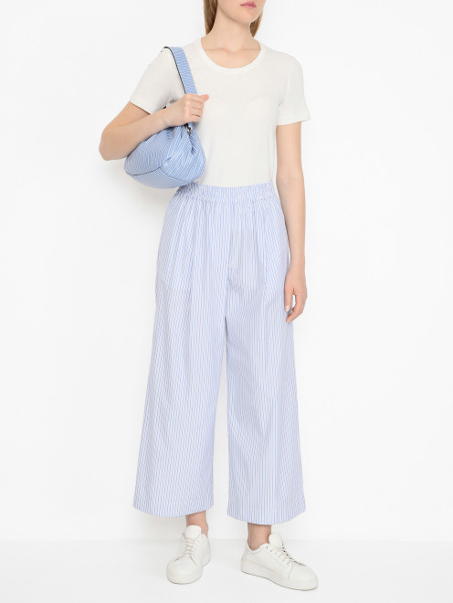 Укороченные брюки из хлопка в полоску Weekend Max Mara - МодельОбщийВид