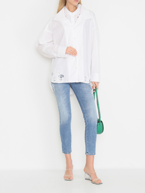 Блуза из хлопка с кружевной вышивкой Ermanno Firenze - МодельОбщийВид