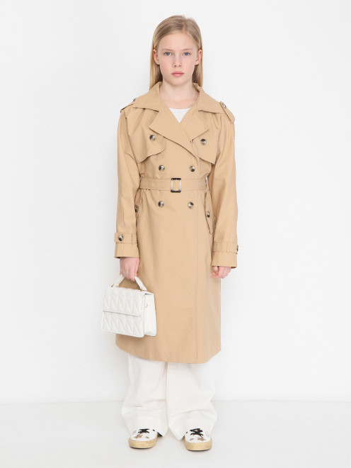 Двубортный плащ с поясом Ermanno Scervino Junior - МодельОбщийВид