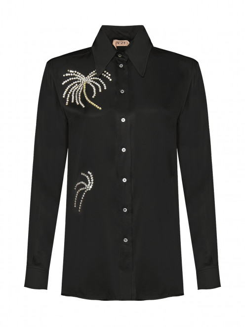 Атласная блуза с отделкой из страз N21 - Общий вид