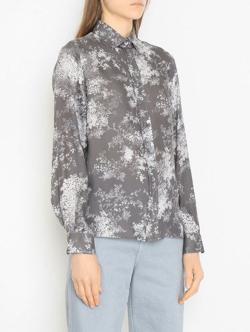 Рубашка из шелка с цветочным узором Eleventy - МодельВерхНиз