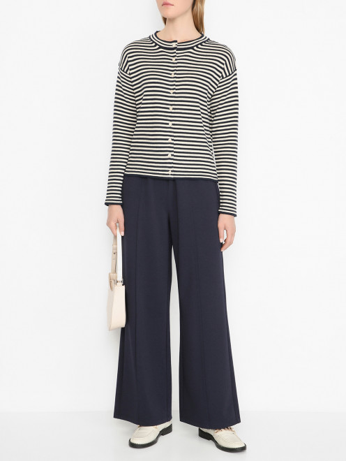 Кардиган из хлопка в полоску Weekend Max Mara - МодельОбщийВид