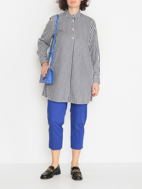 Рубашка из смешанного хлопка с узором полоска Marina Rinaldi - МодельОбщийВид