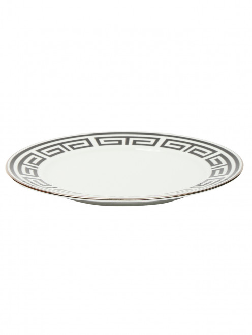 Тарелка обеденная из фарфора с орнаментом меандр и серебряной окантовкой Ginori 1735 - Обтравка1