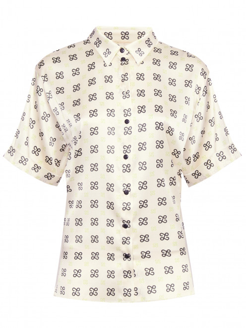 Блуза с коротким рукавом из шелка с узором AND the brand - Общий вид
