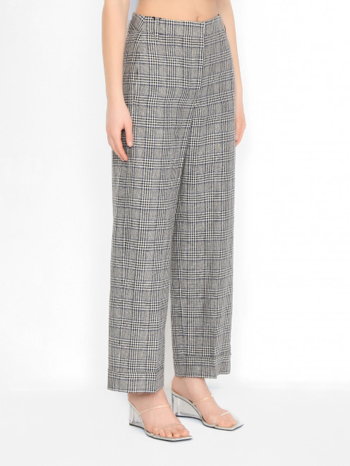 Брюки в клетку из шерсти и льна Max Mara - МодельВерхНиз