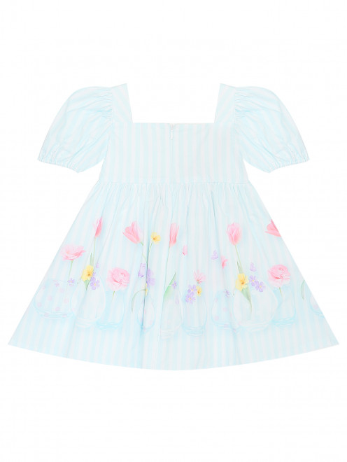 Хлопковое платье в полоску с цветочным узором Lapin House - Обтравка1