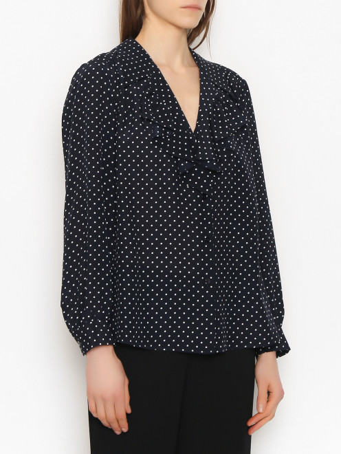Блуза из шелка с воланами и V-образным вырезом Luisa Spagnoli - МодельВерхНиз