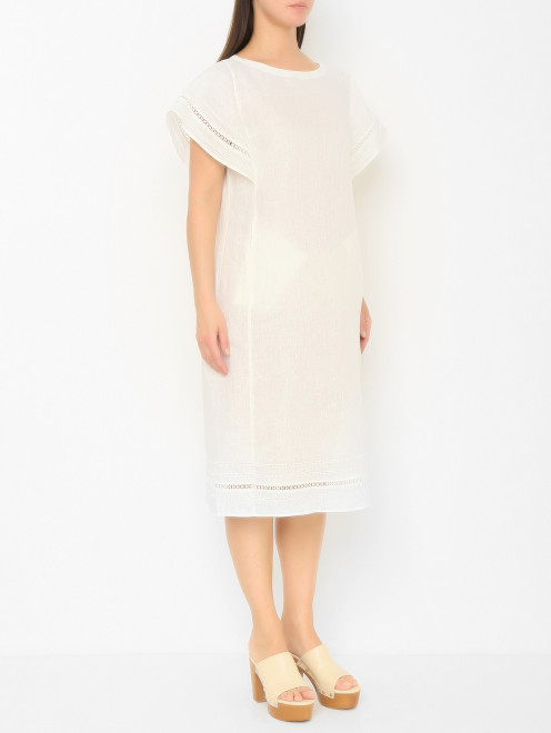 Льняное платье с шитьем Marina Rinaldi - МодельВерхНиз