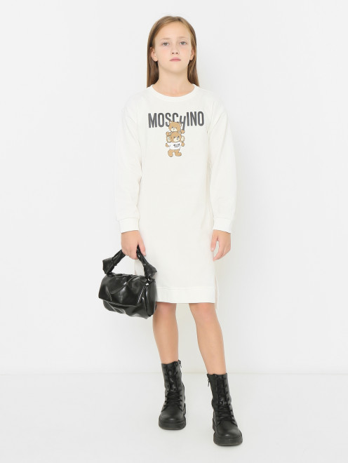 Платье из хлопка с принтом Moschino - МодельОбщийВид