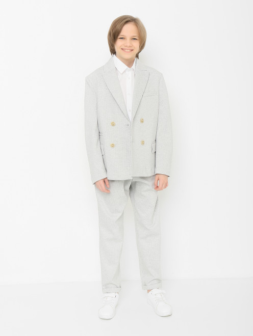 Хлопковая рубашка декорированная вышивкой Trussardi - МодельОбщийВид
