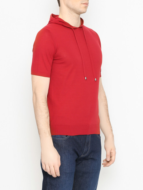 Джемпер из хлопка с коротким рукавом и капюшоном Doriani Cashmere - МодельВерхНиз