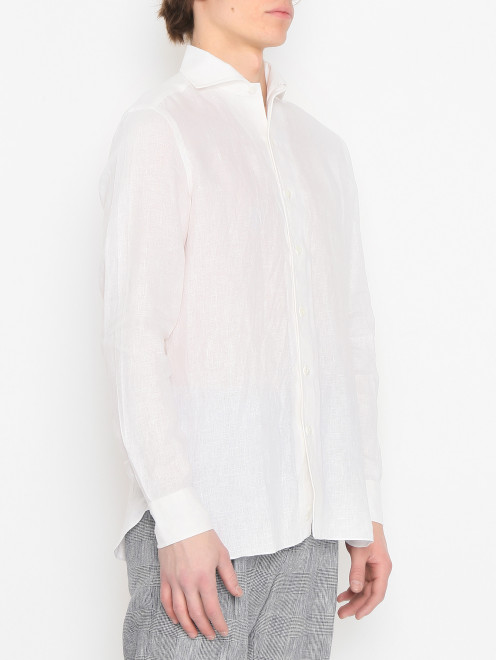 Рубашка из льна на пуговицах Giampaolo - МодельВерхНиз