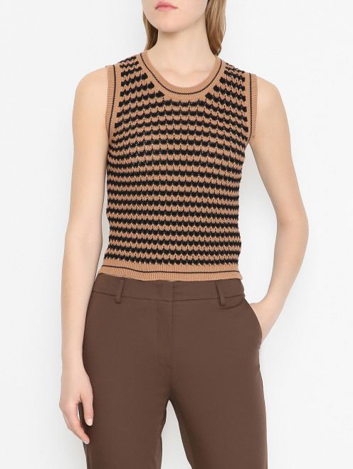 Трикотажный топ из хлопка с узором Weekend Max Mara - МодельВерхНиз