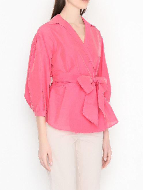 Блуза из хлопка и шелка с поясом Weekend Max Mara - МодельВерхНиз