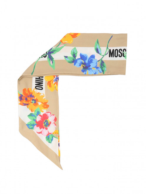 Шарф из шелка с цветочным узором Moschino - Общий вид
