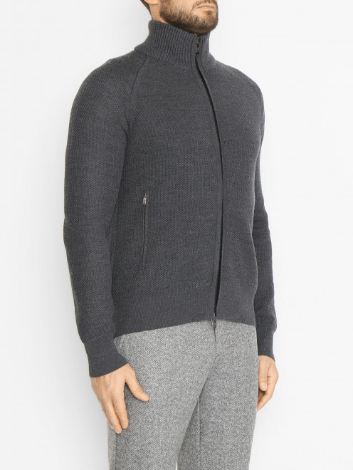 Кардиган из шерсти на молнии Piacenza Cashmere 1733 - МодельВерхНиз