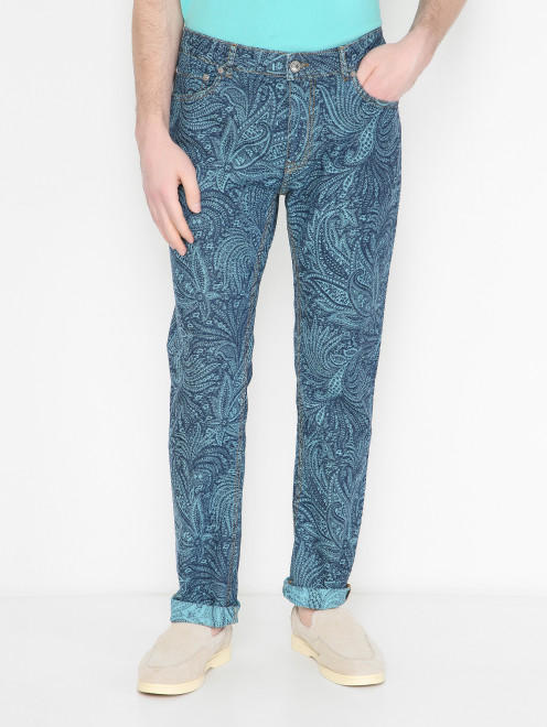 Джинсы из хлопка с узором Etro - МодельВерхНиз