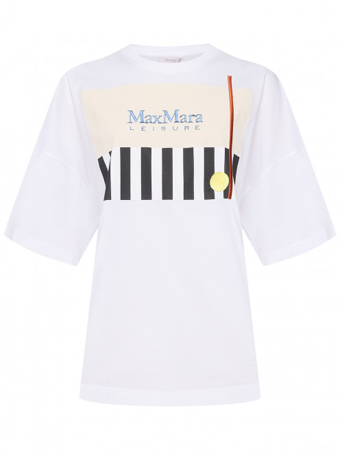 Оверсайз футболка с принтом и вышивкой Max Mara - Общий вид