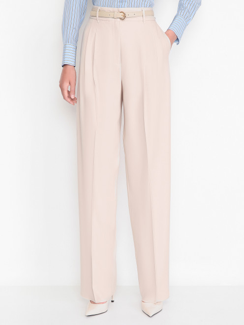 Брюки из шерсти с защипами Max Mara - МодельВерхНиз