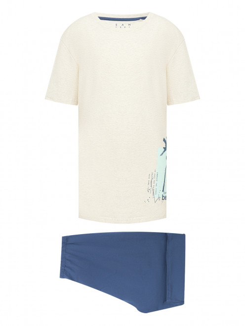 Пижама из хлопка: футболка и шорты Sanetta - Общий вид