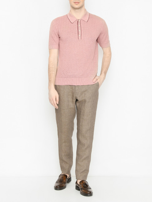 Джемпер из шелка и льна с воротом поло Piacenza Cashmere 1733 - МодельОбщийВид