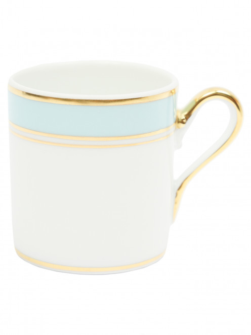 Чашка для кофе с широкой бирюзовой окантовкой и золотой каймой