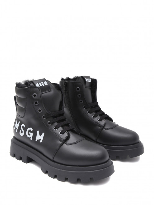 Утепленные ботинки из кожи MSGM - Общий вид