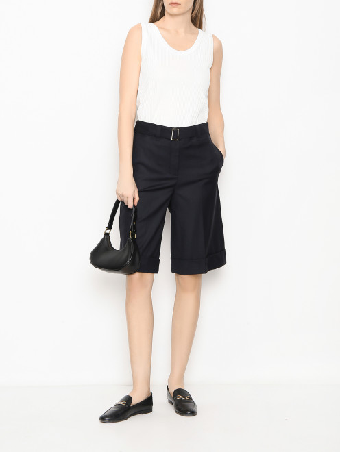 Базовая майка в рубчик из хлопка Weekend Max Mara - МодельОбщийВид