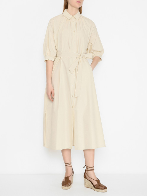 Свободное платье из хлопка с поясом Weekend Max Mara - МодельВерхНиз