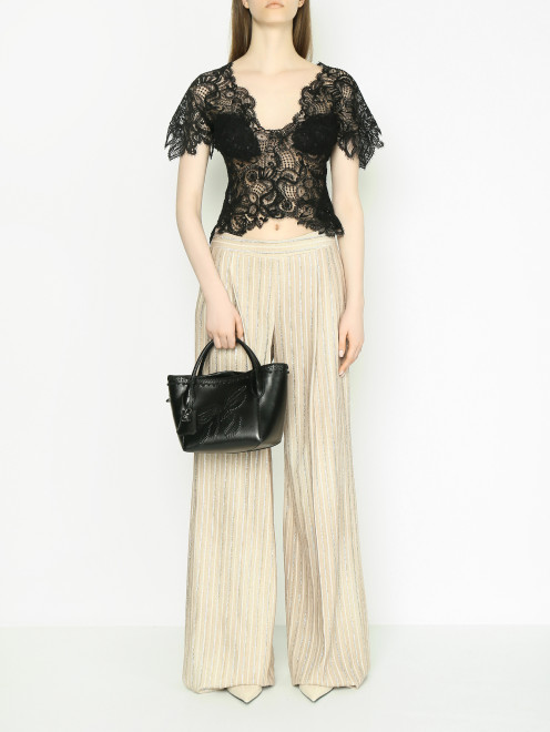 Сумка из гладкой кожи на коротких ручках Ermanno Scervino - МодельОбщийВид