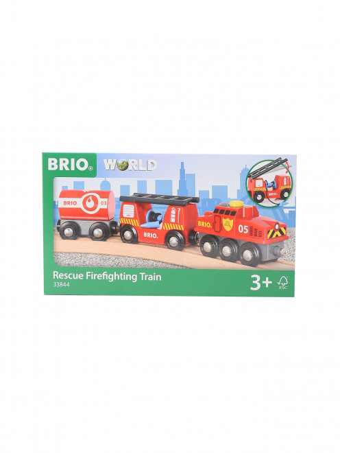 Пожарный поезд, 3 вагона, выдвижная лестница, водяной шланг BRIO - Общий вид